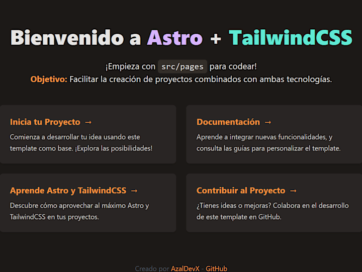 Cover image for Plantilla de Astro y TailwindCSS 