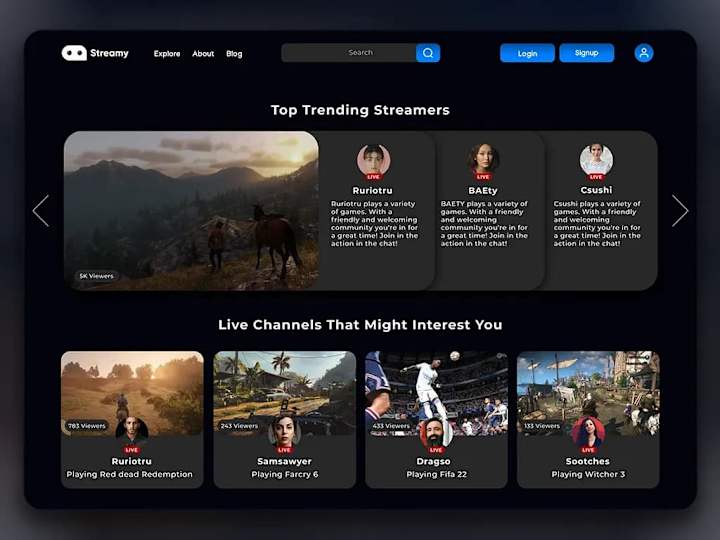 Cover image for Streamy: Engaging Gaming Streaming Platform Design