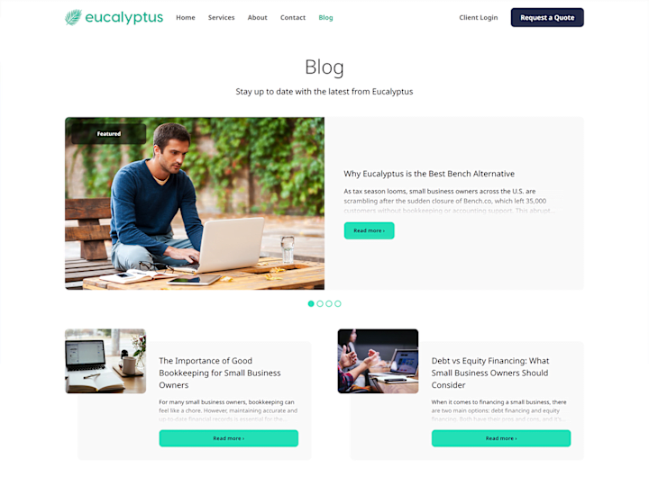 Cover image for Eucalyptus Accounting Firm Custom Website + Blog