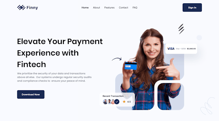 Cover image for  Clean Landing page design for a fintech 