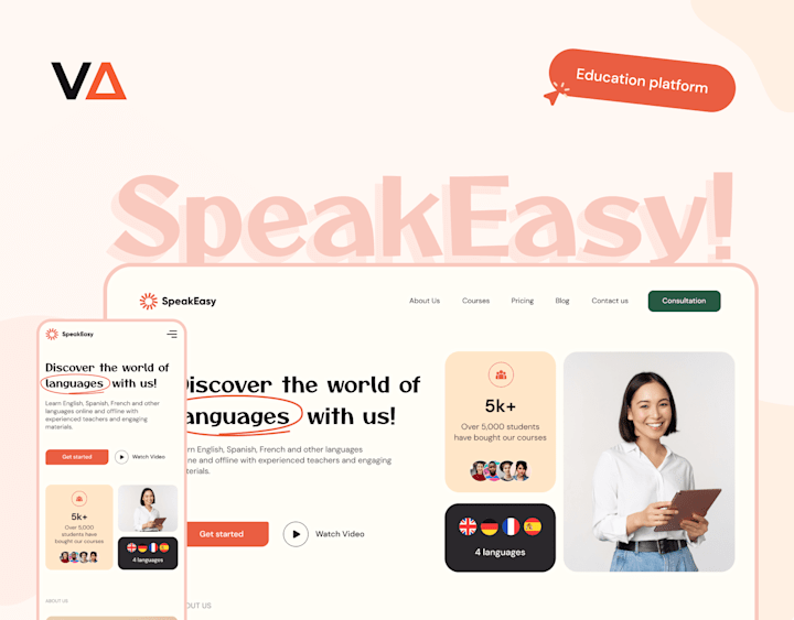 Cover image for Speak Easy : UI/UX Design | Language School Design