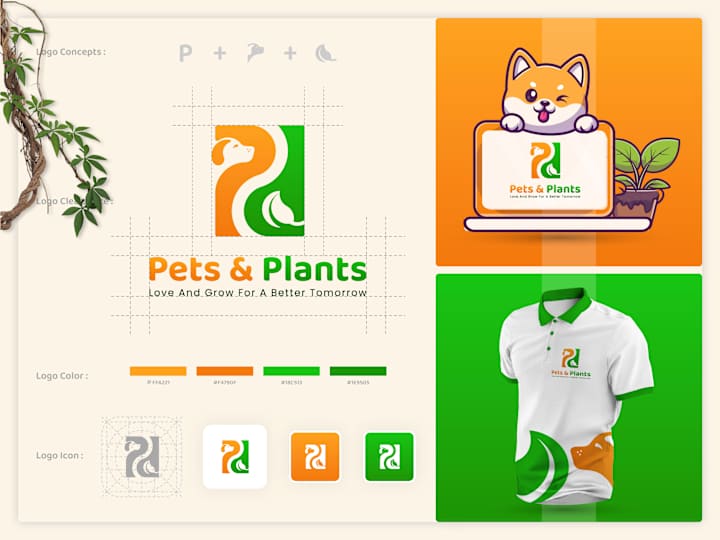 Cover image for Letter P Pets and Plants Logo Design Brand Identity: Behance