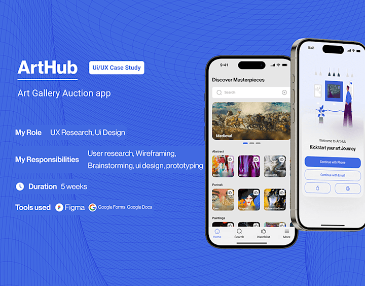 Cover image for ArtHub; Art gallery Auction App Case Study :: Behance