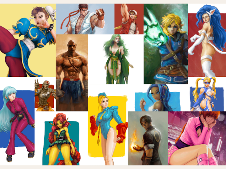 Cover image for Videogame characters fanart illustrations