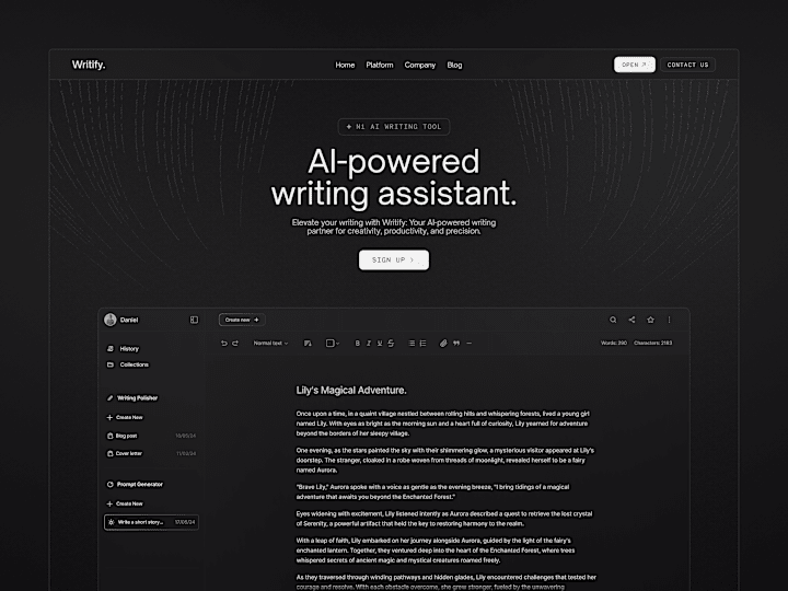 Cover image for Writify | AI Writing Assistant Website