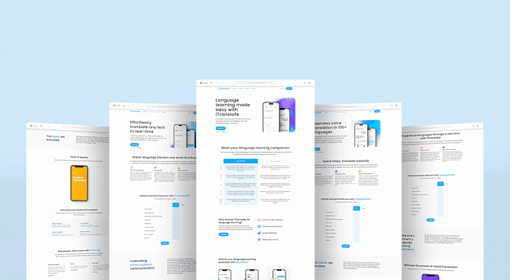 Cover image for iTranslate Feature Landing Pages & Language Learning Hub