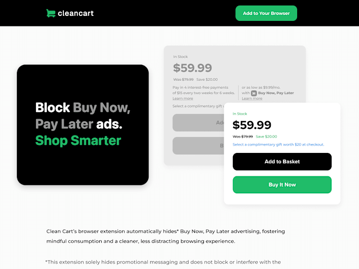 Cover image for Clean Cart BNPL Blocking Extension