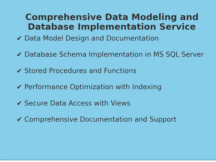 Cover image for Relational Data Modeling and Database Implementation Service