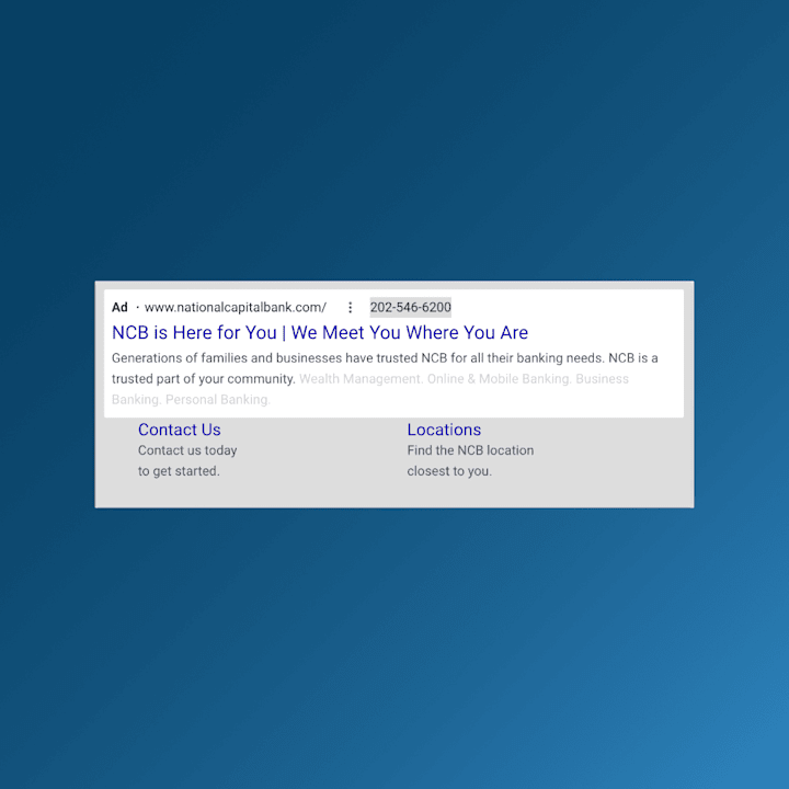 Cover image for National Capital Bank | Google Advertising to Drive Online Sales