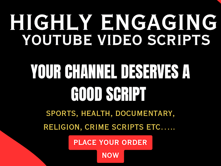 Cover image for I would write killer YouTube scripts for you