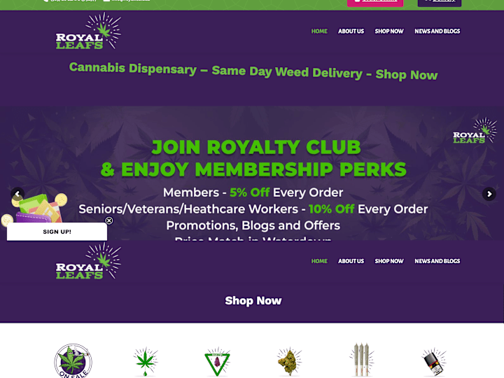 Cover image for E Commerce Store Development for Royal Leafs Cannabis
