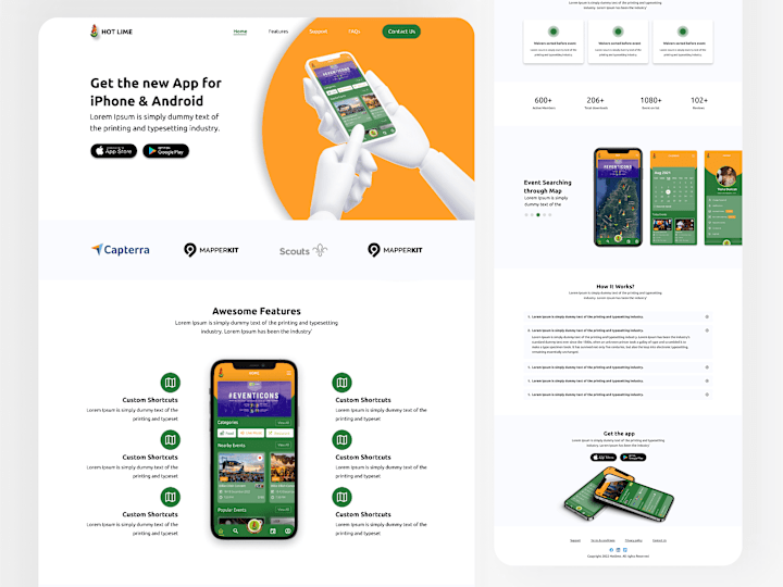 Cover image for Hot Lime Mobile Application Landing Page | UI/UX Design