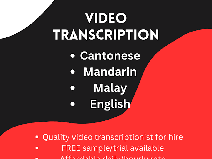 Cover image for Video transcription chinese,malay to english