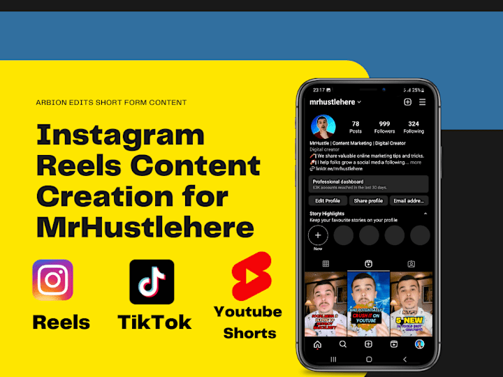 Cover image for Instagram Reels Content Creation for MrHustlehere