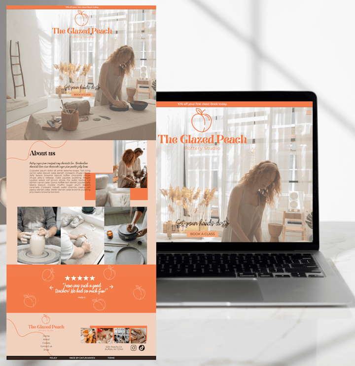 Cover image for The Glazed Peach Pottery Studio Website