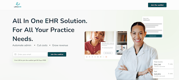 Cover image for WithinEHR Landing Page Design