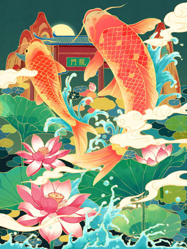 Cover image for Chinese Koi Fish Illustration | Lucky Sign