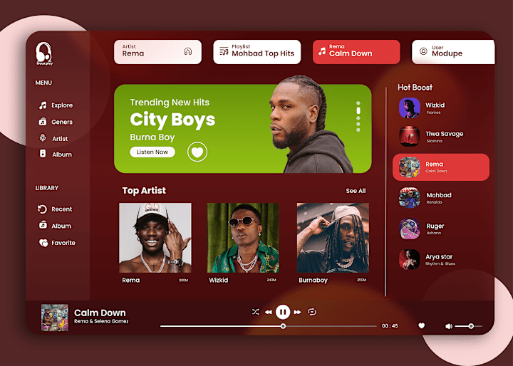 Cover image for Music App page on Behance