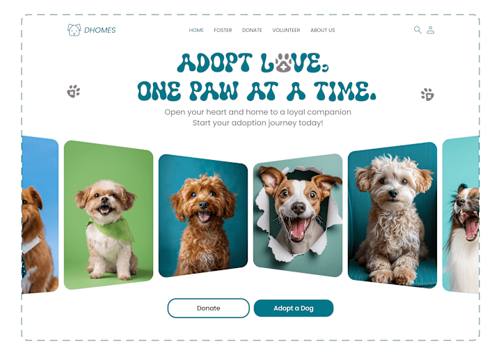 Cover image for AN ADOPTION LANDING PAGE WEBSITE FOR  DOGS 