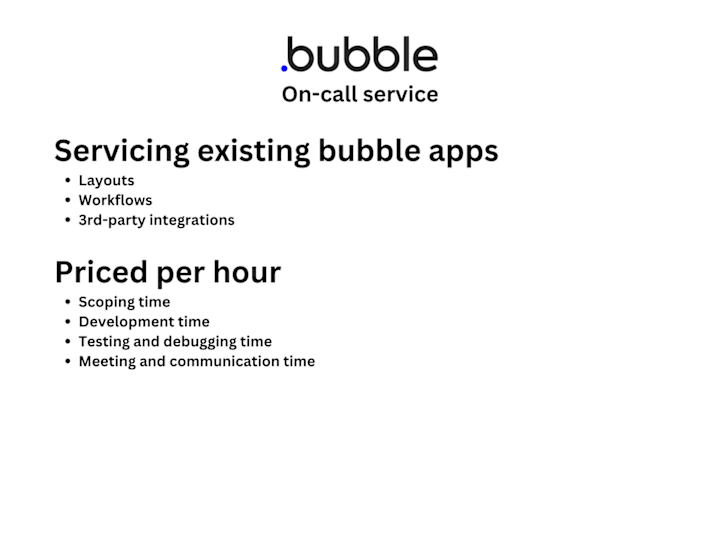 Cover image for Bubble consultation and servicing