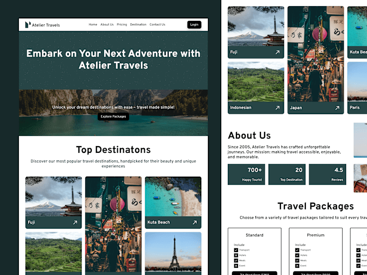 Cover image for Atelier Travels Landing Page Website Design UI/UX