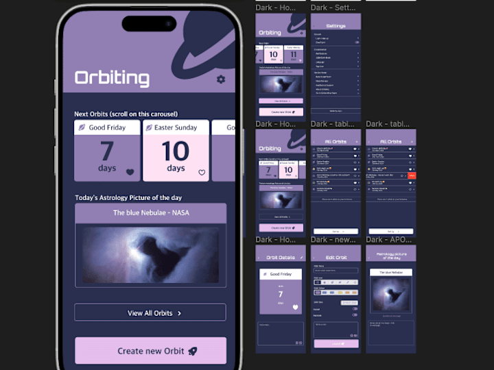 Cover image for Orbiting - a spaced-themed IOS event
countdown app