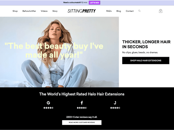 Cover image for Sitting Pretty™ Halo Hair | Custom Landing Page Shopify 