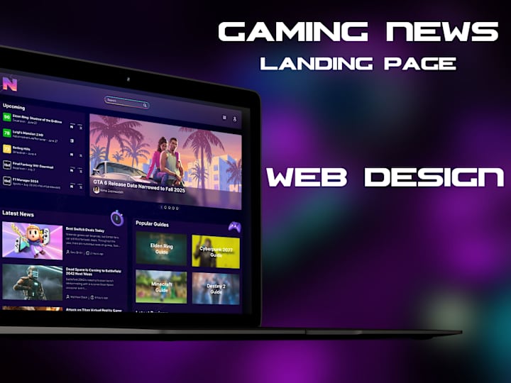 Cover image for Game News Website / Landing Page / Web Design - UI/UX Design