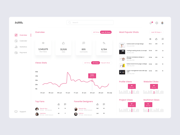 Cover image for Dribbble pro dashboard ui