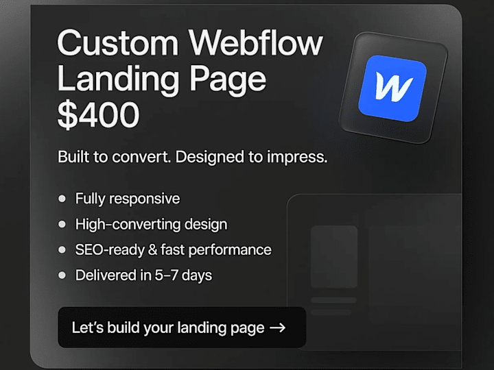 Cover image for Webflow Landing Page Development | Fast,Scalable & SEO-Optimized