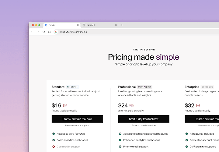 Cover image for Pricing page design 