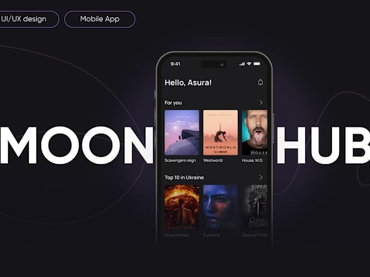 Cover image for mobile application for a video streaming service (MoonHub)