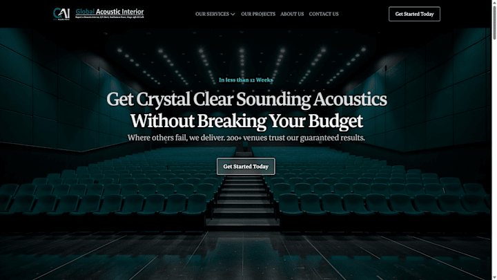 Cover image for Global Acoustics Interior Landing Page & other sub-pages