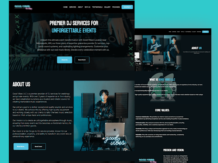 Cover image for Vibes LLC: Framer Website for dj Company