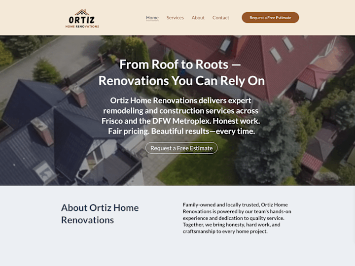 Cover image for Ortiz Home Renovations Website Design
