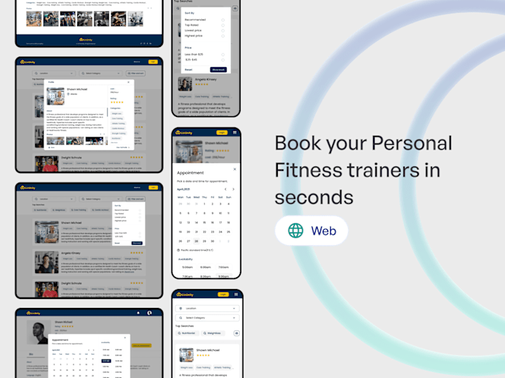 Cover image for Personal trainer Booking platform Design | UI/UX design.