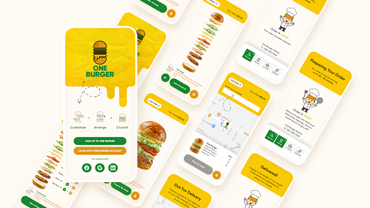 Cover image for Customize, Arrange And Crunch! One Burger Prototype Using Figma