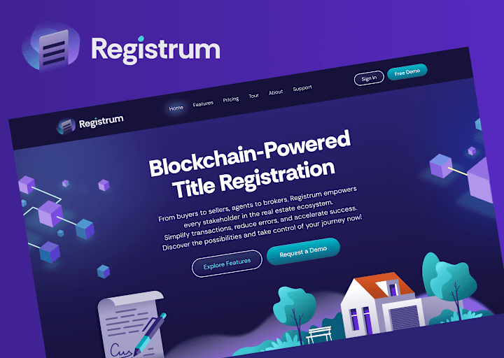 Cover image for Registrum blockchain landing page 