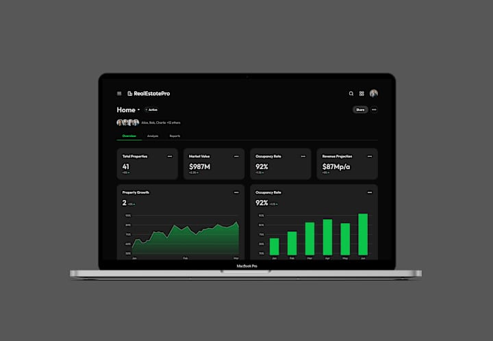 Cover image for Real Estate Dashboard UI – Dark Mode