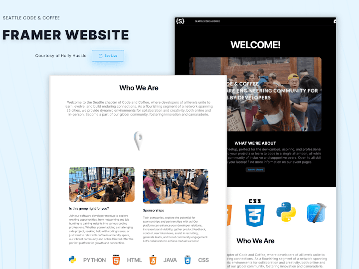 Cover image for Framer Landing Page - Seattle Code & Coffee 