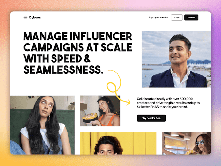 Cover image for Framer Landing Page for Cybees, Influencer Marketing Marketplace