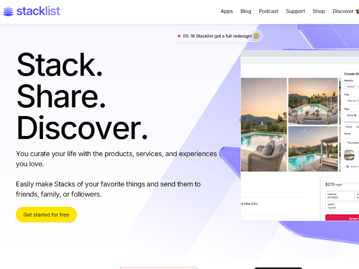 Cover image for Stacklist | The easiest way to save, organize, share, and disco…