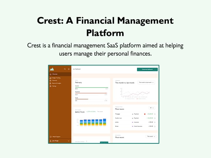 Cover image for Crest: A Financial Management Platform -UX. Product Design. SaaS