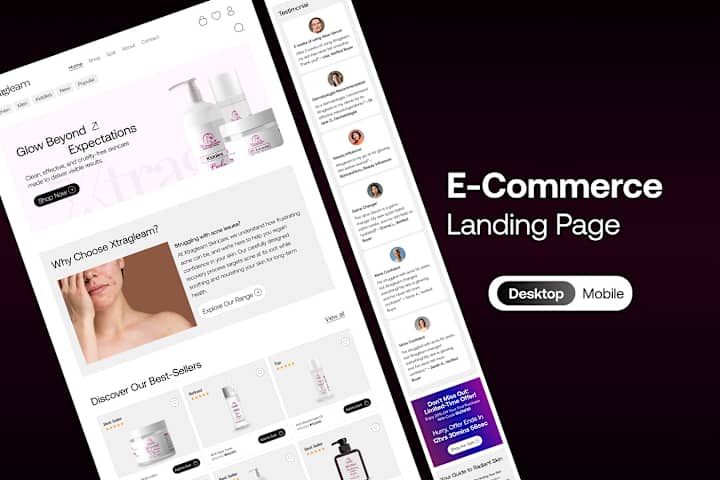 Cover image for Skincare E-commerce Landing page ui design :: Behance