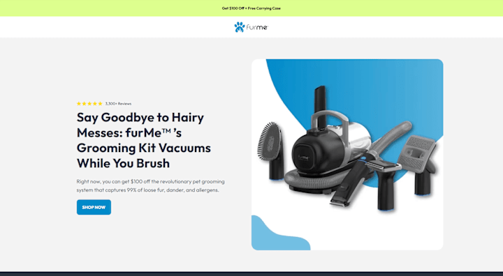 Cover image for FurMe Grooming Kit Vacuum Product Landing Page