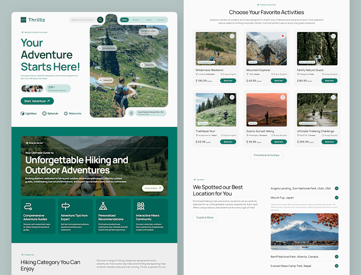 Cover image for Hiking & Outdoor Activities Website UI Design