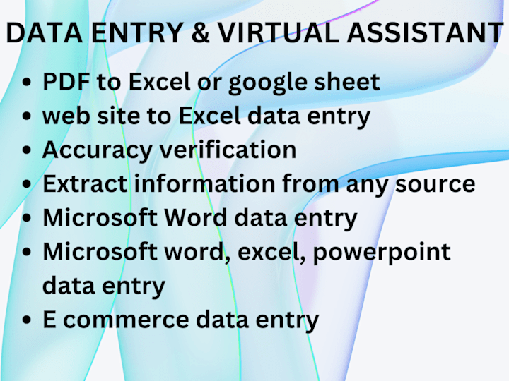 Cover image for Data entry, Virtual Assistant & researcher