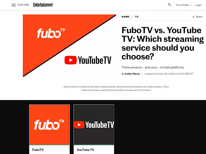 Cover image for FuboTV vs. YouTube TV