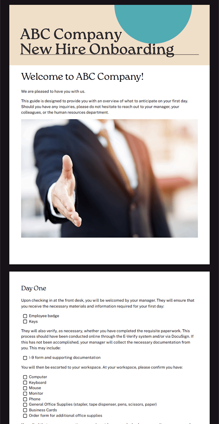 Cover image for New Employee Onboarding Handbook