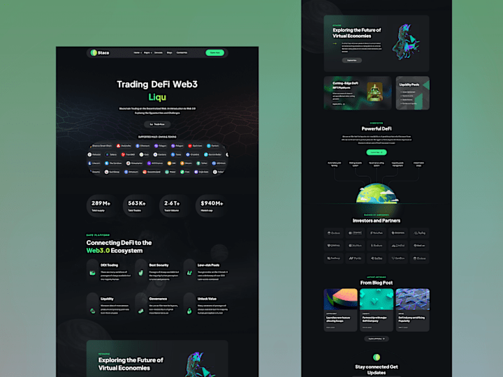 Cover image for Modern Trading defi Web 3 landing page UI UX design Website
